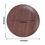 6 Pack | 10inch Rustic Brown Wood Grain Shatterproof Melamine Dinner Plates, Round Farmhouse Style