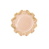 10 Pack Clear Gold European Style Disposable Dinner Plates Vintage Baroque With Scalloped Rim
