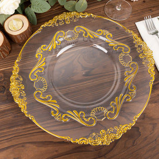 Clear Gold European Style Disposable Dinner Plates: The Perfect Choice for Any Occasion