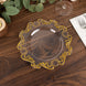 10 Pack Clear Gold European Style Disposable Salad Plates With Scalloped Rim, Vintage Baroque