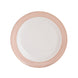 10 Pack White Disposable Party Plates With Blush Rose Gold Spiral Rim, 10" Round Plastic#whtbkgd