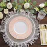 10 Pack White Disposable Salad Plates With Blush Rose Gold Spiral Rim