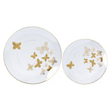 Set of 20 Clear Gold Butterfly Plastic Party Plates, Round Disposable Dinner#whtbkgd