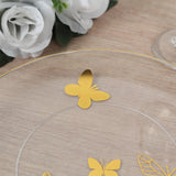 Set of 20 Clear Gold Butterfly Plastic Party Plates, Round Disposable Dinner