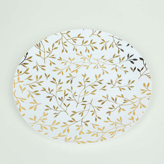 <h3 style="margin-left:0px;"><strong>Stunning Gold Leaf Design White Round Plastic Dinner Plates</strong>