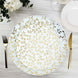 10 Pack White Round Plastic Dessert Plates with Gold Leaf Design