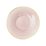 Pink decorative plate with gold rim and textured design #whtbkgd