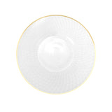 Elegant white plate with intricate design and gold rim #whtbkgd