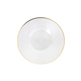 Elegant white plate with textured design and gold rim #whtbkgd