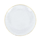 White decorative plate with textured design and gold rim #whtbkgd