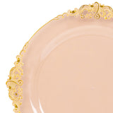10 Pack | 10inch Round Plastic Dinner Plates in Vintage Transparent Blush#whtbkgd