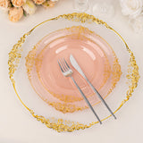 10 Pack | 10inch Round Plastic Dinner Plates in Vintage Transparent Blush