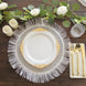 10 Pack | 10inch White Gold Leaf Embossed Baroque Plastic Dinner Plates