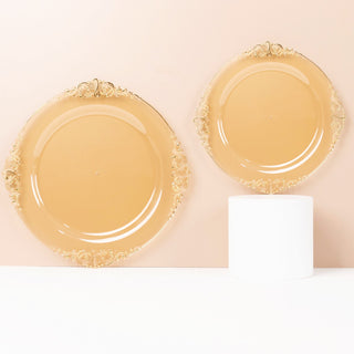 Elegant Transparent Amber Plastic Salad Plates for Stylish Event Decor