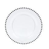 White plate with black bead trim on a plain background #whtbkgd