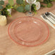 10 Pack Transparent Blush Plastic Party Plates with Beaded Rim, Round Disposable Dinner Plates