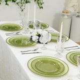 10-Pack Plastic 10inch Round Dinner Plates in Transparent Dusty Sage Green Beaded Rim - Disposable