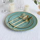 10 Pack Dusty Sage Plastic Salad Plates with Gold Beaded Rim, Disposable Round Appetizer Dessert