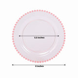 10 Pack Transparent Blush Plastic Salad Plates with Beaded Rim, Disposable Round Dessert