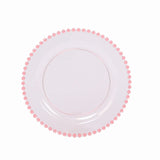 10 Pack Transparent Blush Plastic Salad Plates with Beaded Rim, Disposable Round Dessert#whtbkgd