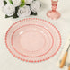 10 Pack Transparent Blush Plastic Salad Plates with Beaded Rim, Disposable Round Dessert