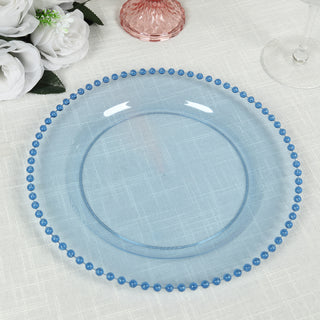 <h3 style="margin-left:0px;"><strong>Sophisticated Transparent Dusty Blue Plastic Dessert Plates</strong>