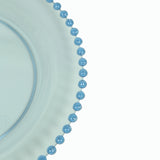 10 Pack Transparent Dusty Blue Plastic Salad Plates with Beaded Rim, Disposable Round Dessert Plates