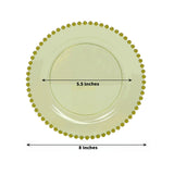 10-Pack Transparent Dusty Sage Green Plastic Dessert Plates 8inch Round with Beaded Rim Disposable