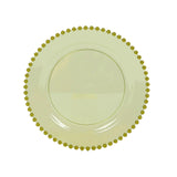 10-Pack Transparent Dusty Sage Green Plastic Dessert Plates 8inch Round with Beaded Rim#whtbkgd
