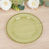 10-Pack Transparent Dusty Sage Green Plastic Dessert Plates 8inch Round with Beaded Rim Disposable
