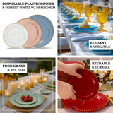 Elegant disposable plastic dinner plates with beaded rim, food grade and BPA free.