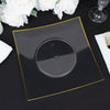 10 Pack | 10inch Clear / Gold Concave Modern Square Plastic Dinner Plates, Disposable Party Plates
