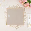10 Pack | 10inch Taupe / Gold Concave Modern Square Plastic Dinner Plates Disposable Party Plates