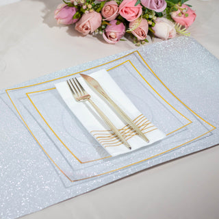 Convenient and Chic Clear/Gold Hard Plastic Appetizer Plates