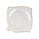 10 Pack | 10inch Clear / Gold Wavy Rim Square Plastic Dinner Plates, Disposable Party Plates#whtbkgd