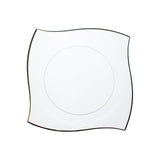 10 Pack | 8inch Clear / Gold Wavy Rim Modern Square Plastic Dessert Salad Party Plates#whtbkgd