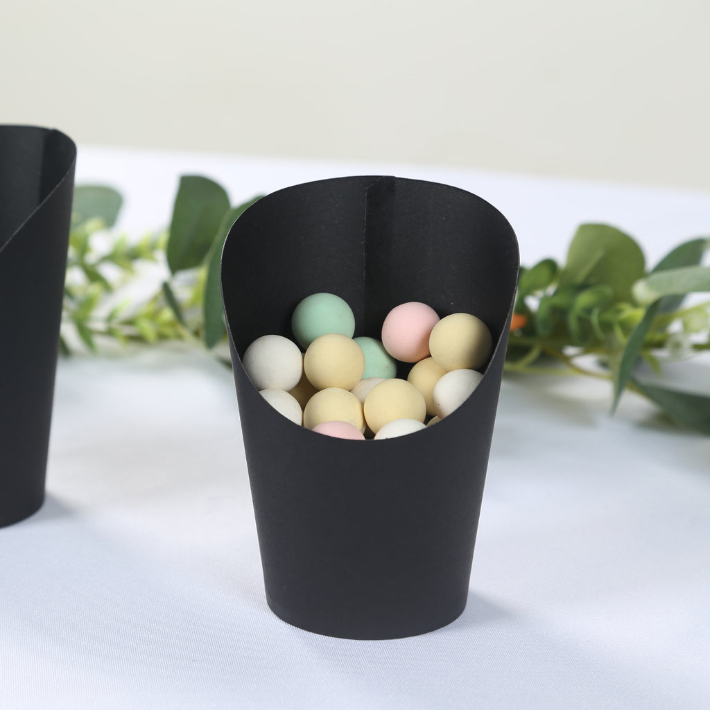 Slanted Mouth Paper Cups Black 14oz by TableclothsFactory.com