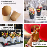 140oz disposable appetizer cone cups for parties and events. Versatile and easy to hold.