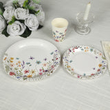 72 Pcs Wildflower Butterfly Paper Party Plates and Cups, Disposable Tableware Set