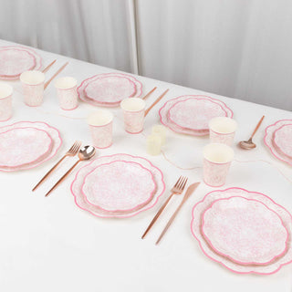 Pretty Pink White Vintage Floral Paper Tableware