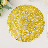 50 Pack Metallic Gold Medallion Style Paper Lace Doilies, 12inch Round Disposable Placemats