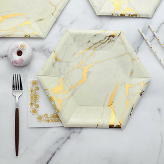 Elegant Ivory Marble Paper Plates for Stylish Dining