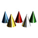 25 Pack Mixed Metallic Foil Cone Party Hat, Pre-Strung Paper Birthday Hats#whtbkgd