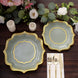 25 Pack White Sage Green 10inch Scallop Rim Dinner Party Paper Plates, Disposable Plates 