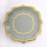 25 Pack White Sage Green 10inch Scallop Rim Dinner Party Paper Plates, Disposable Plates