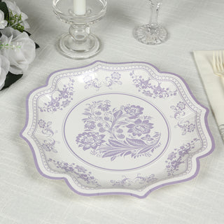 <h3 style="margin-left:0px;"><strong>Timeless Elegance with White Lavender Lilac Damask Floral Dinner Plates</strong>