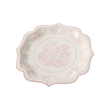 25 Pack White Pink Disposable Salad Plates in French Toile Floral Pattern