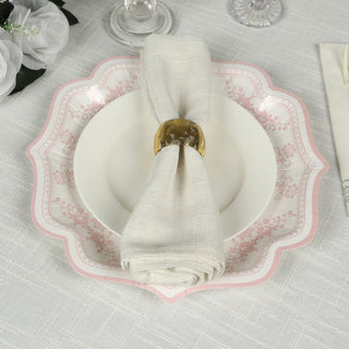 <h3 style="margin-left:0px;"><strong>Versatile Round White Pink French Toile Floral Paper Appetizer Plates</strong>