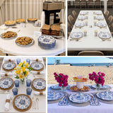 Damask floral dinner and dessert paper plates for themed décor and beautiful table presentation.