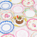 24 Pack | 9inch Vintage Mixed Floral Disposable Dinner Plates With Scalloped Edge